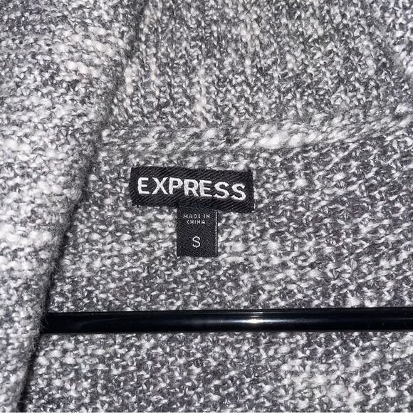 Express S Wool Blend Gray Sweater Cardigan Metallic Open Front - Picture 4 of 9
